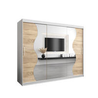 SCHWEBETÜRENSCHRANK 200/250/62 3-türig - Silberfarben/Weiß, Holz/Kunststoff (250/200/62cm) - MÖBEL KRYSPOL