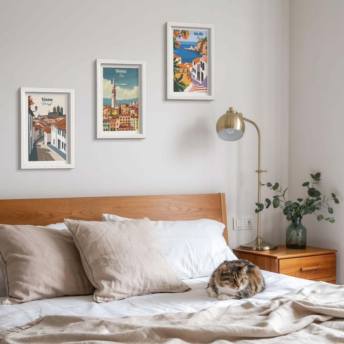 WANDBILDER 3er-Set - 20x30 cm Weißer Rahmen - Retro-Illustrationen von Weltstädten - Weiß, Kunststoff (20/30cm) - ArtPrintCave