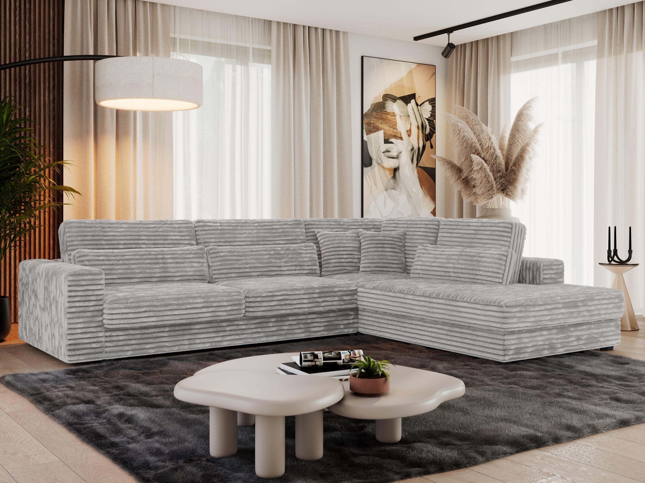 Thumbnail - MKS Ecksofa, Hellgrau, Textil, 3-Sitzer, L-Form,L-Form, 316x249 cm, Oeko-Tex®, Wohnzimmer, Sofas & Couches, Wohnlandscha...