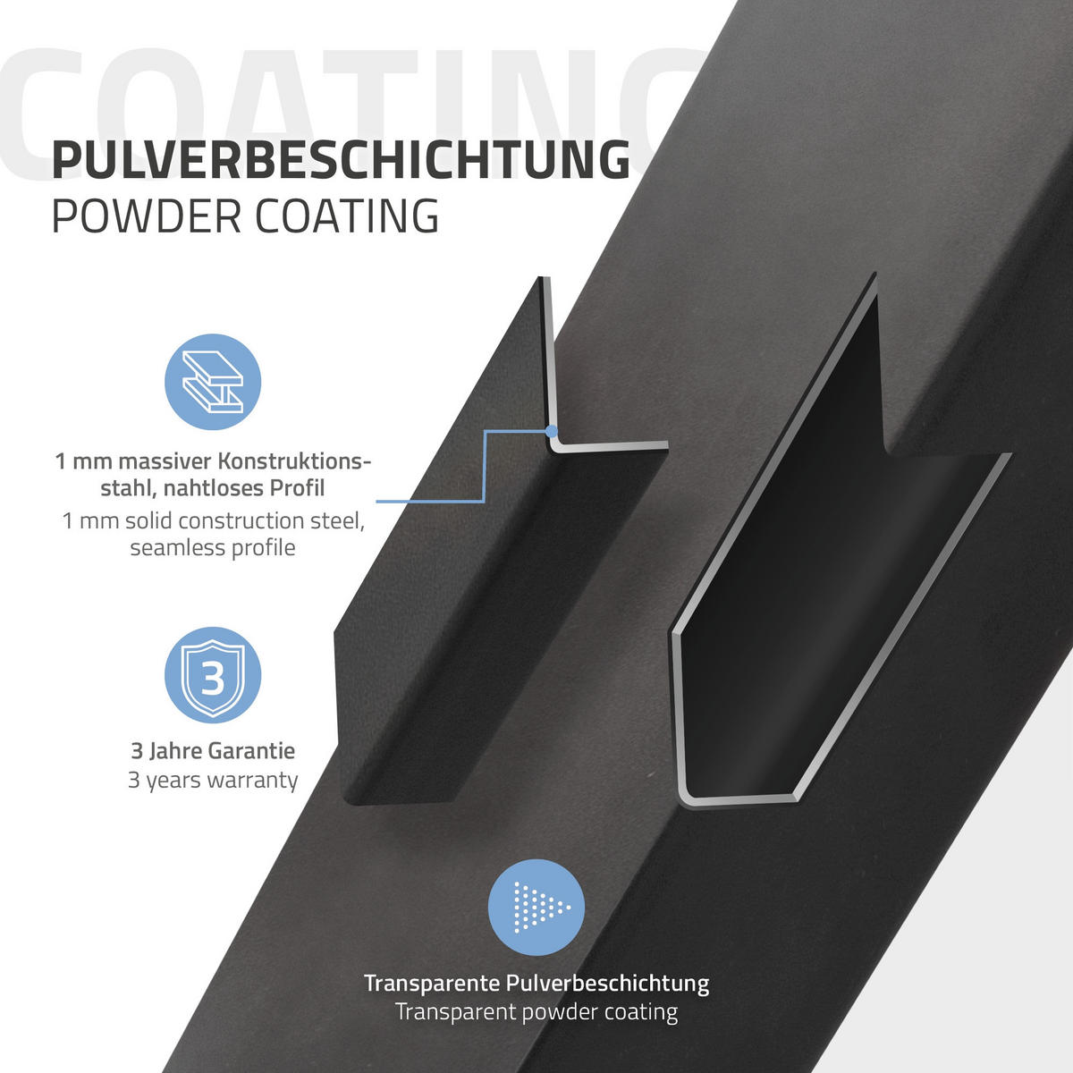 TISCHBEINE 2er Set 60 x 72 cm Dunkelgrau - Graubraun, Metall (60/8/72cm) - ECD-Germany