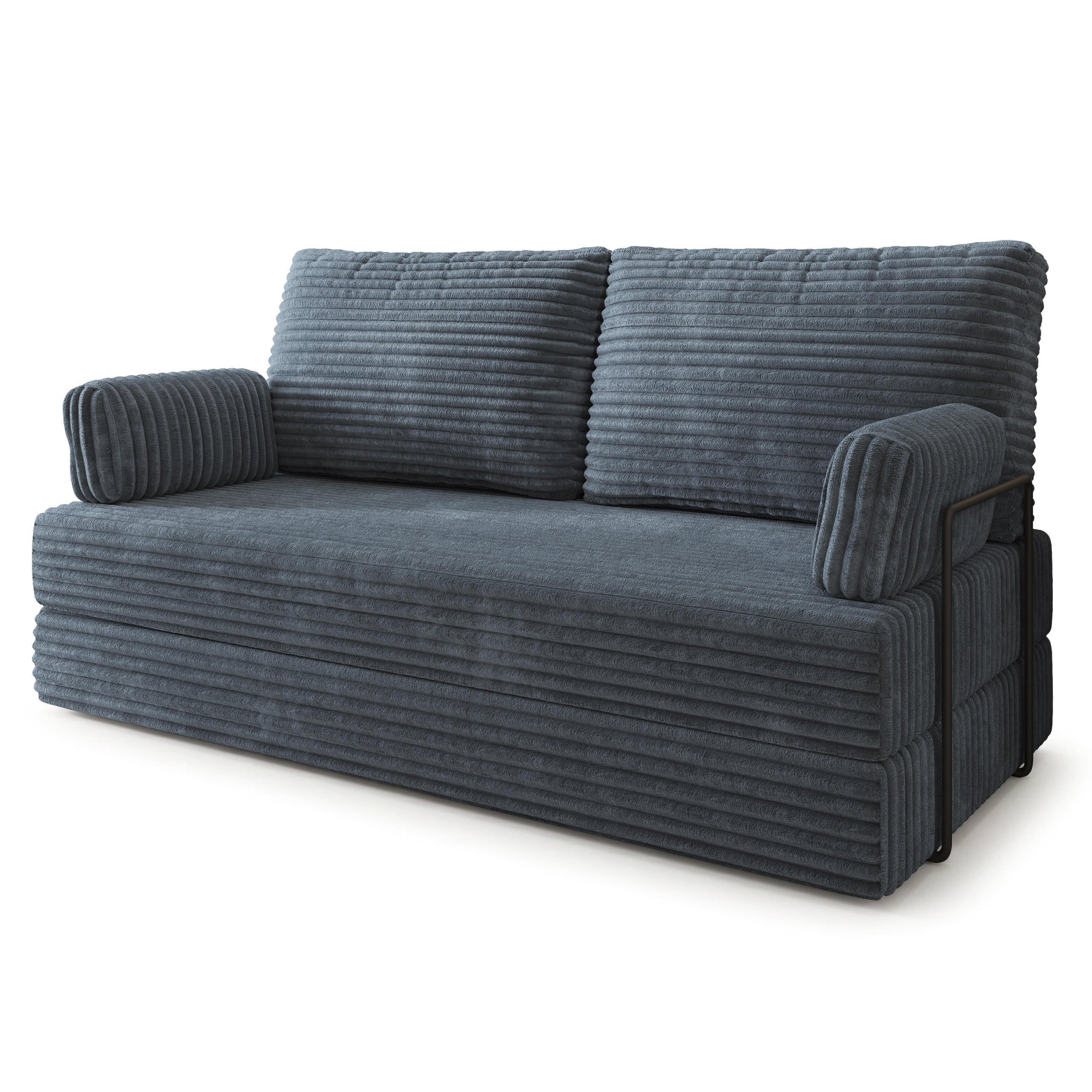 BETTSOFA SILAR aus Schaumstoff Kordstoff Grau Schlaffunktion - Blaugrau, Textil (170/86/80cm) - MASSENO