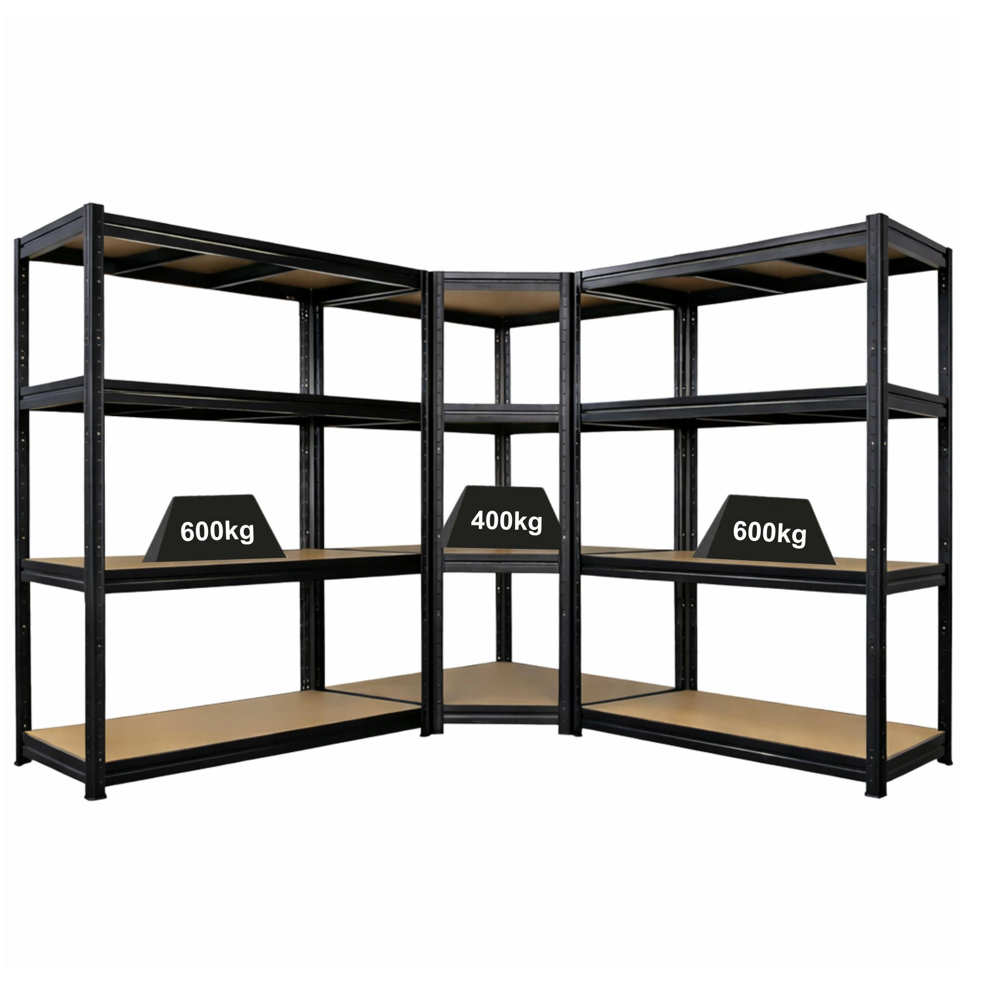 ECKREGAL SparSet mit 2x Schwerlastregal Dino 180 x 160 x 60 cm Schwarz - Schwarz, Metall (250/180/60cm) - PROREGAL