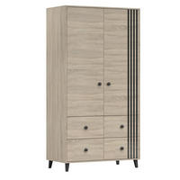 DREHTÜRENSCHRANK - FORTEN 2D4S (Sonoma + Schwarz) - Sonoma Eiche, Holzwerkstoff/Metall (104/202/55cm) - Möblo