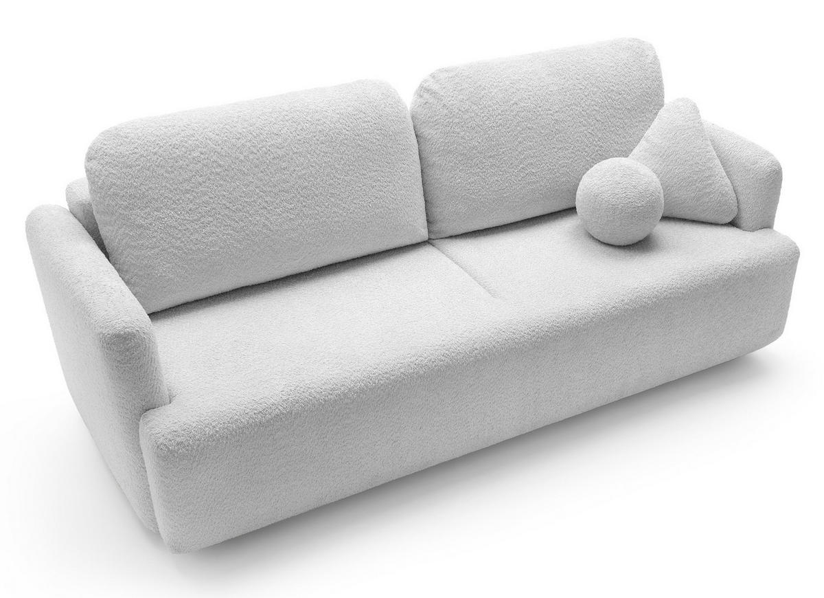 SCHLAFSOFA Lambina Hellgrau Boucle - Hellgrau/Schwarz, Kunststoff/Textil (227/92/104cm) - Selsey