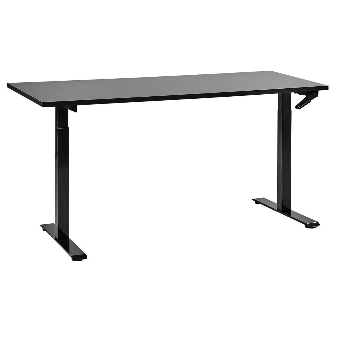HÖHENVERSTELLBARER SCHREIBTISCH Manuell 160/72 cm Schwarz Destin III - Schwarz, Holzwerkstoff (72/160/74cm) - Beliani