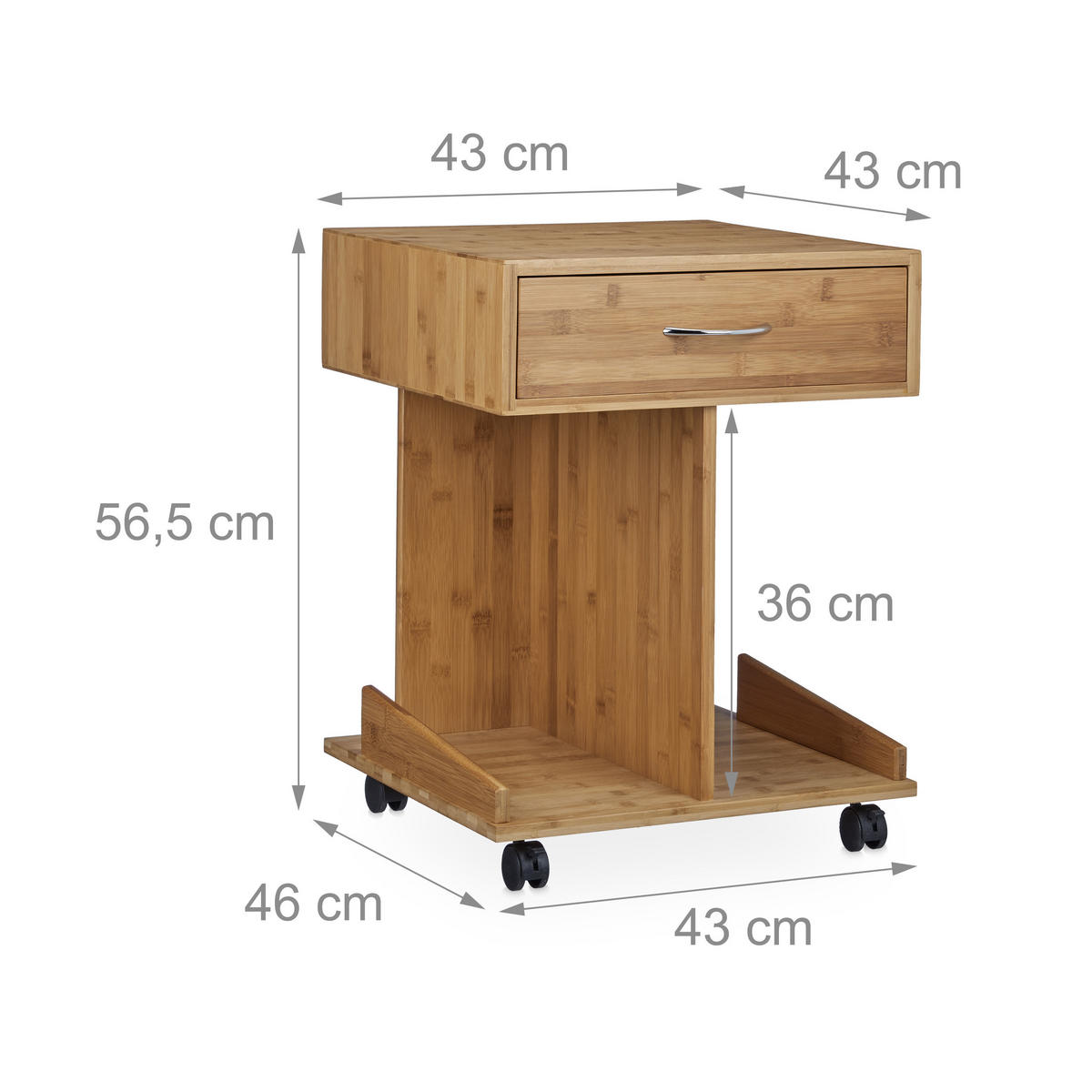 BEISTELLTISCH - Hellbraun, Holz (46/43/56.5cm) - Relaxdays