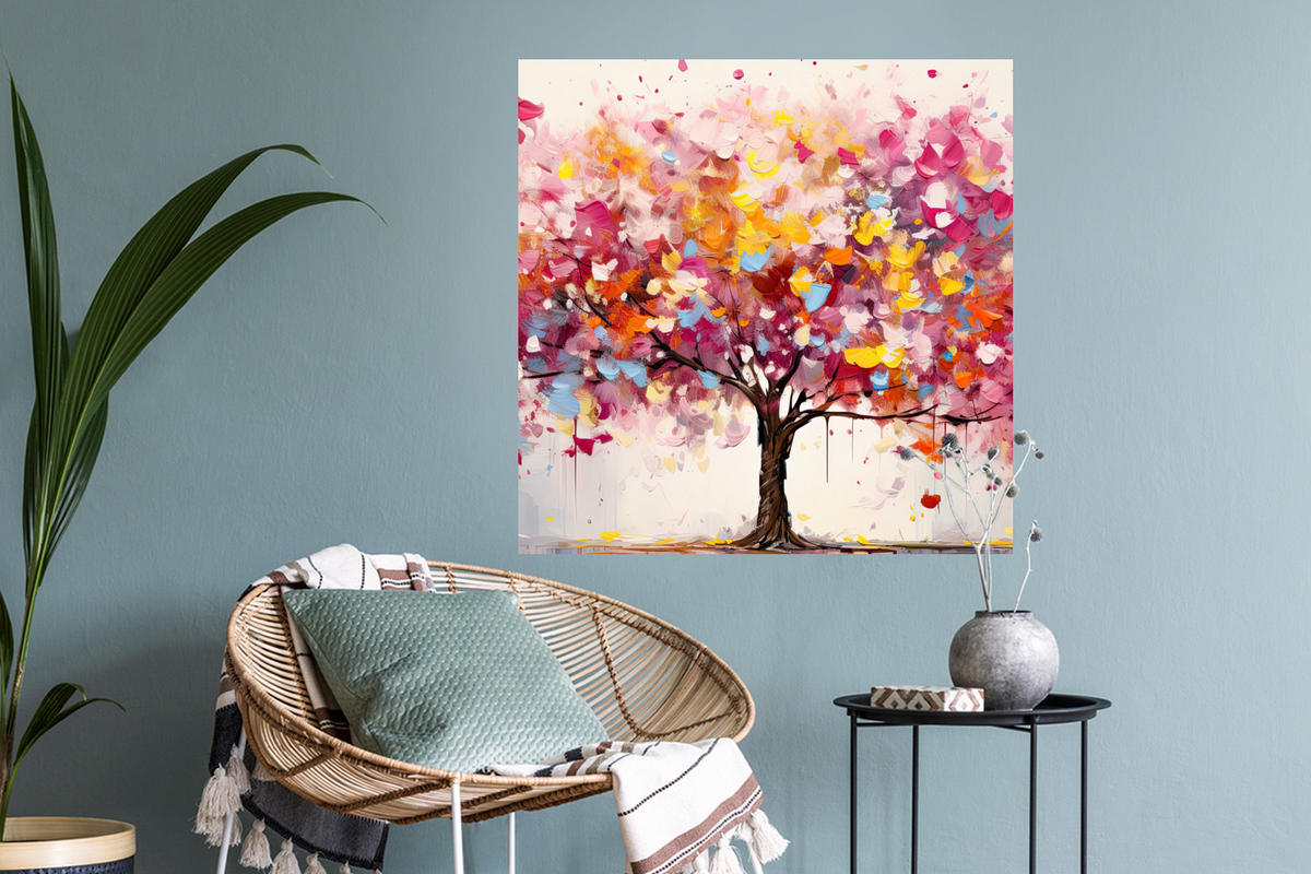 WANDTATTOO Aquarell - Baum - Kunst - Abstrakt 50x50 cm - Multicolor, Kunststoff (50/50/0.1cm) - MuchoWow