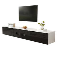 TV-ELEMENT mit LED 180 x 35 x 30 cm Schwarz Weiß wandmontierbar - Schwarz, Holzwerkstoff (35/30/180cm) - Beauniv