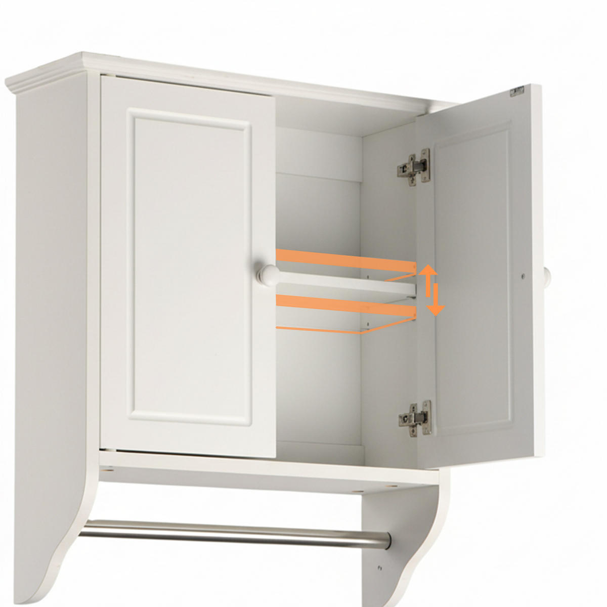 OMARICA - srebrne barve/bela, kovina/leseni material (48/55/16cm) - Relaxdays