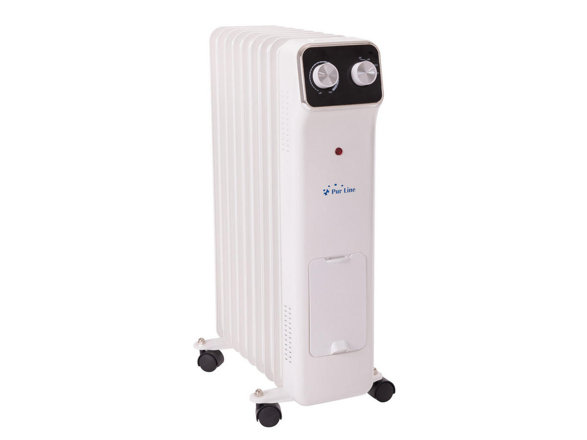 ÖLRADIATOR Weiß mit Rollen und 3 Leistungsstufen 2000 W - Weiß, Metall (39/62/15cm) - Purline