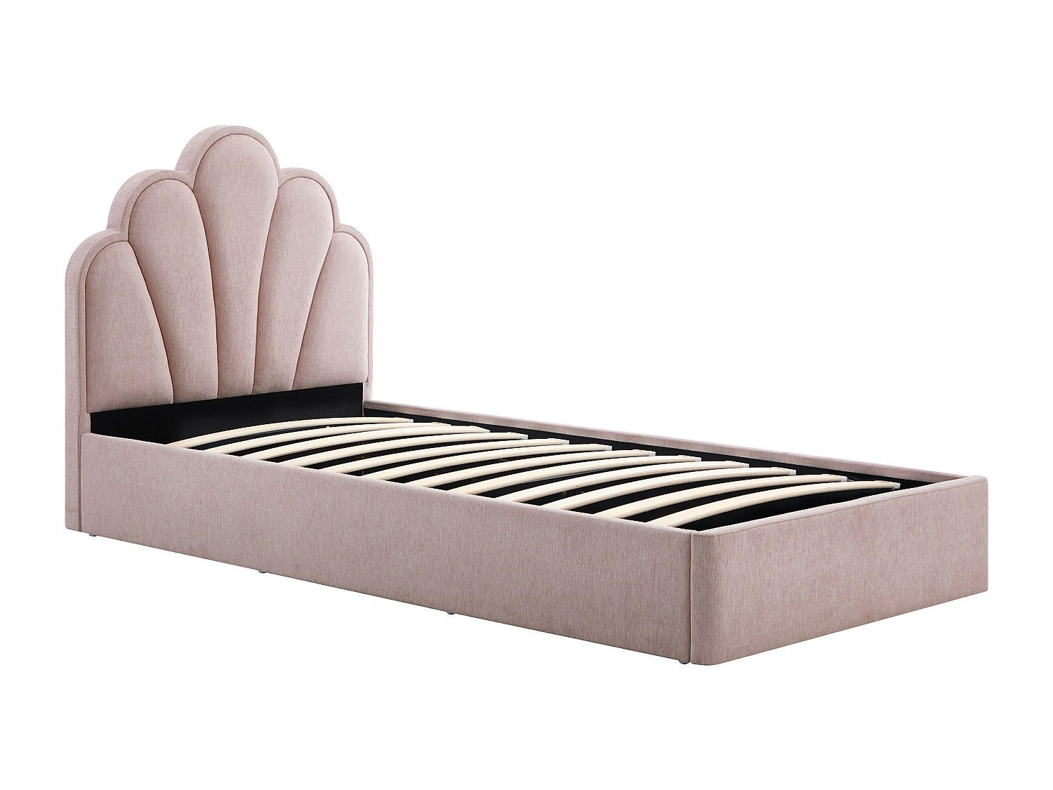 BETT mit Bettkasten - 1 Person - stoff - rosa Coraluno - Pink, Textil (90/190cm) - Vente-Unique