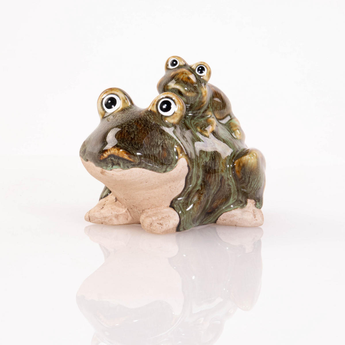 FROSCHFIGUR Gartendeko 10/11 cm - Dunkelgrün, Keramik (10/11/6.6cm)
