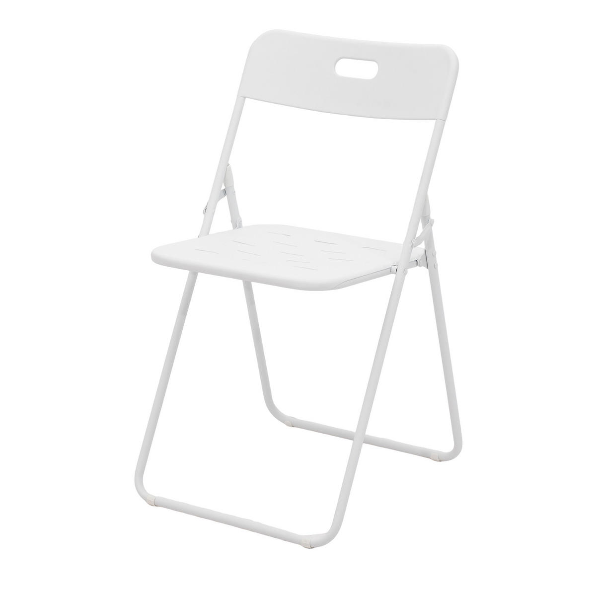 BISTRO-SET Tisch 60/60/73 cm, Stühle 43/45/76 cm, klappbar aus Stahl für 2 Personen, Weiß - Weiß, Metall - Redom