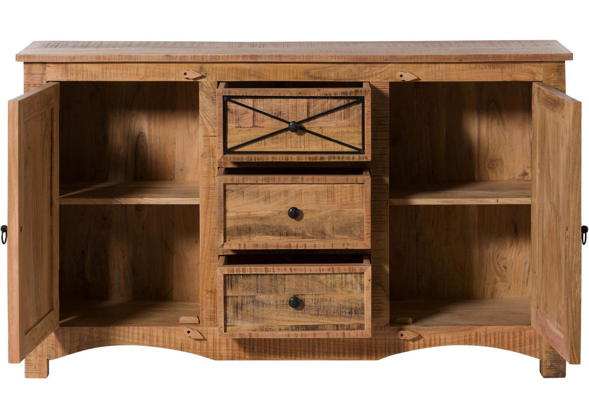SIDEBOARD Akazie 150x38x85 natur versiegelt NATURE OF SPIRIT #205 - Braun, Holz (150/85/38cm) - Massivmoebel24