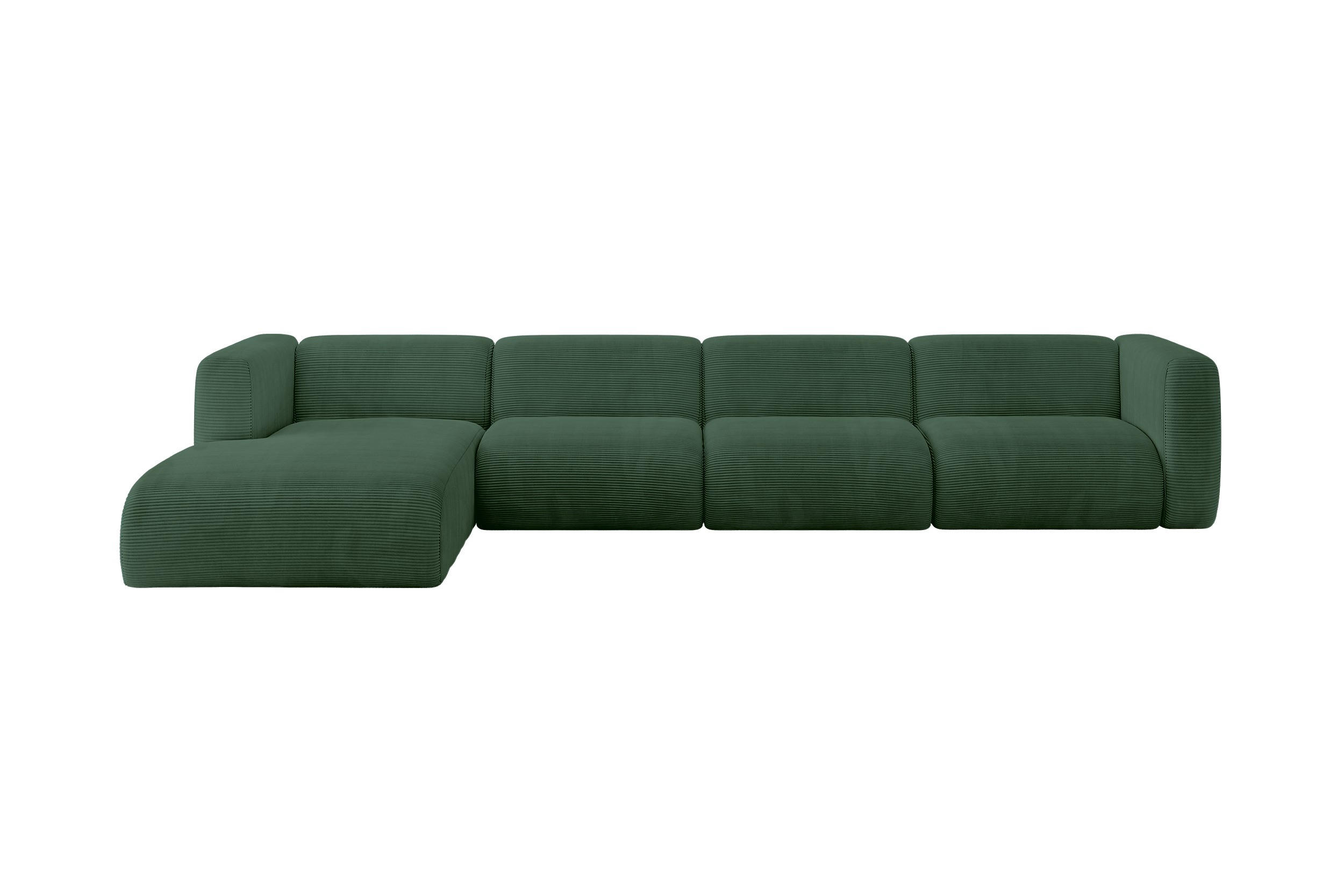 ALTDECOR ROHOVÁ SEDAČKA S LEVOU OTOMANOU MIRA-L3 409x179x70 Zelená Manšestr