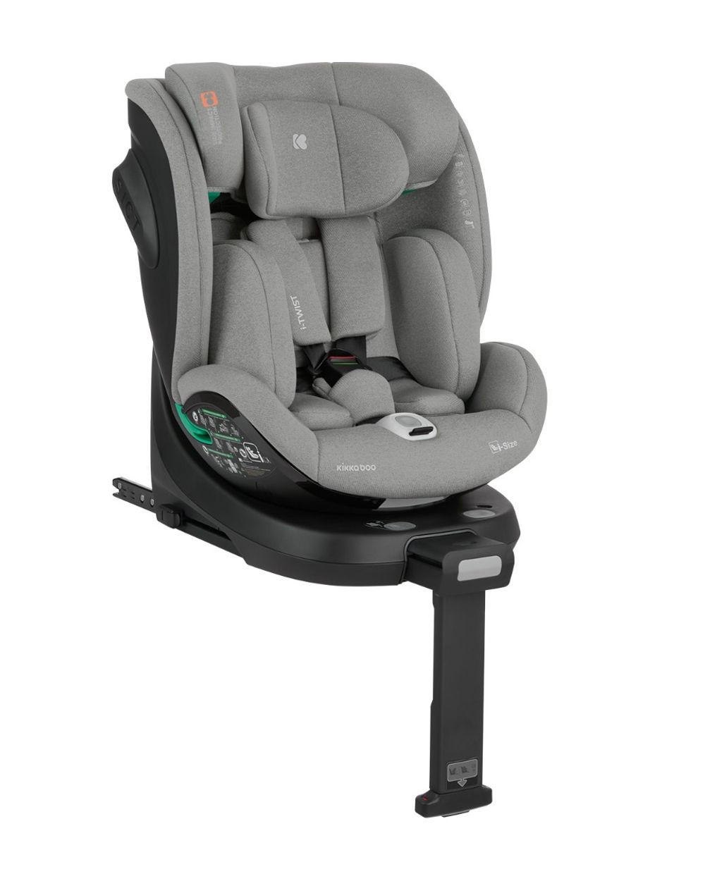 KINDERSITZ i-Twist i-Size hellgrau (40-150 cm) Gruppe 0+/1/2/3 Stützbein Isofix - Grau, Kunststoff (43/62/55cm) - Kikka boo