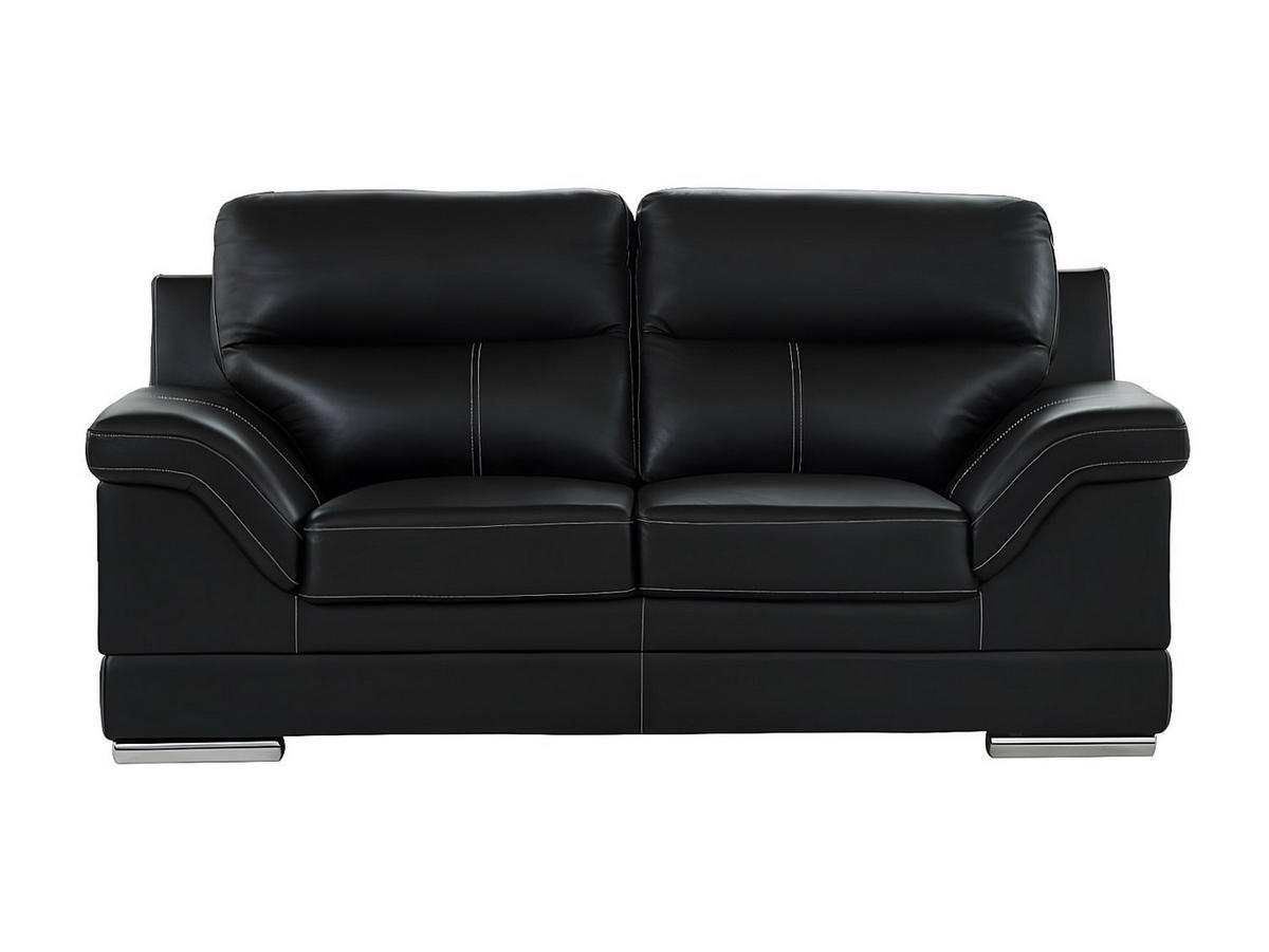 LEDERSOFA 2-Sitzer - Büffelleder - Schwarz - MONIKA - Schwarz, Leder (190/100/103cm) - Vente-Unique