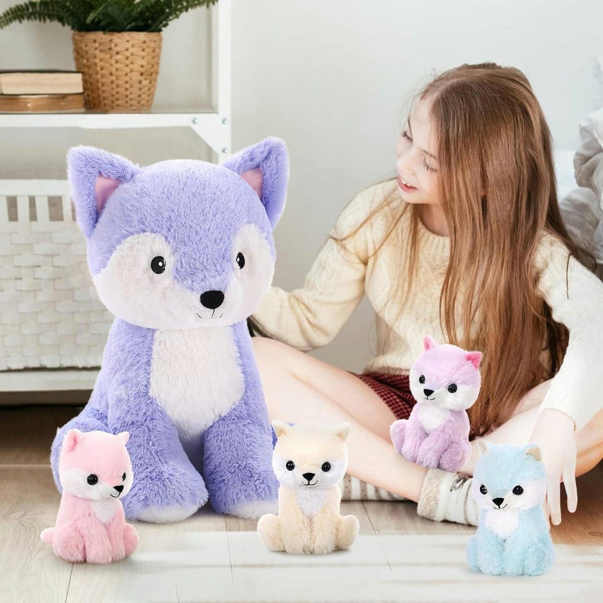 STOFFTIER Fuchs mit 4 Babys 48 cm - Multicolor, Textil (40/50cm)