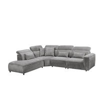 ECKSOFA mit 5-fach verstellbare Kopflehnen und pflegeleichter Mikrofaser-Chenille-Bezug - Schwarz/Grau, Kunststoff/Textil (339/285cm) - ed exciting design