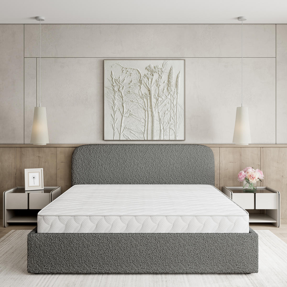 POLSTERBETT RENIVE Q 120x200 cm mit Bettkästen - Grau - Grau, Holz/Textil - MASSENO