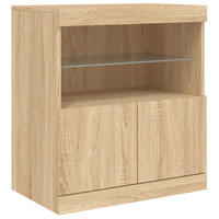 SIDEBOARD mit LED-Licht, 2 Türen 60/37/67 cm aus Holzwerkstoff Sonoma-Eiche Dekor - Sonoma Eiche, Holz (60/67/37cm) - vidaXL