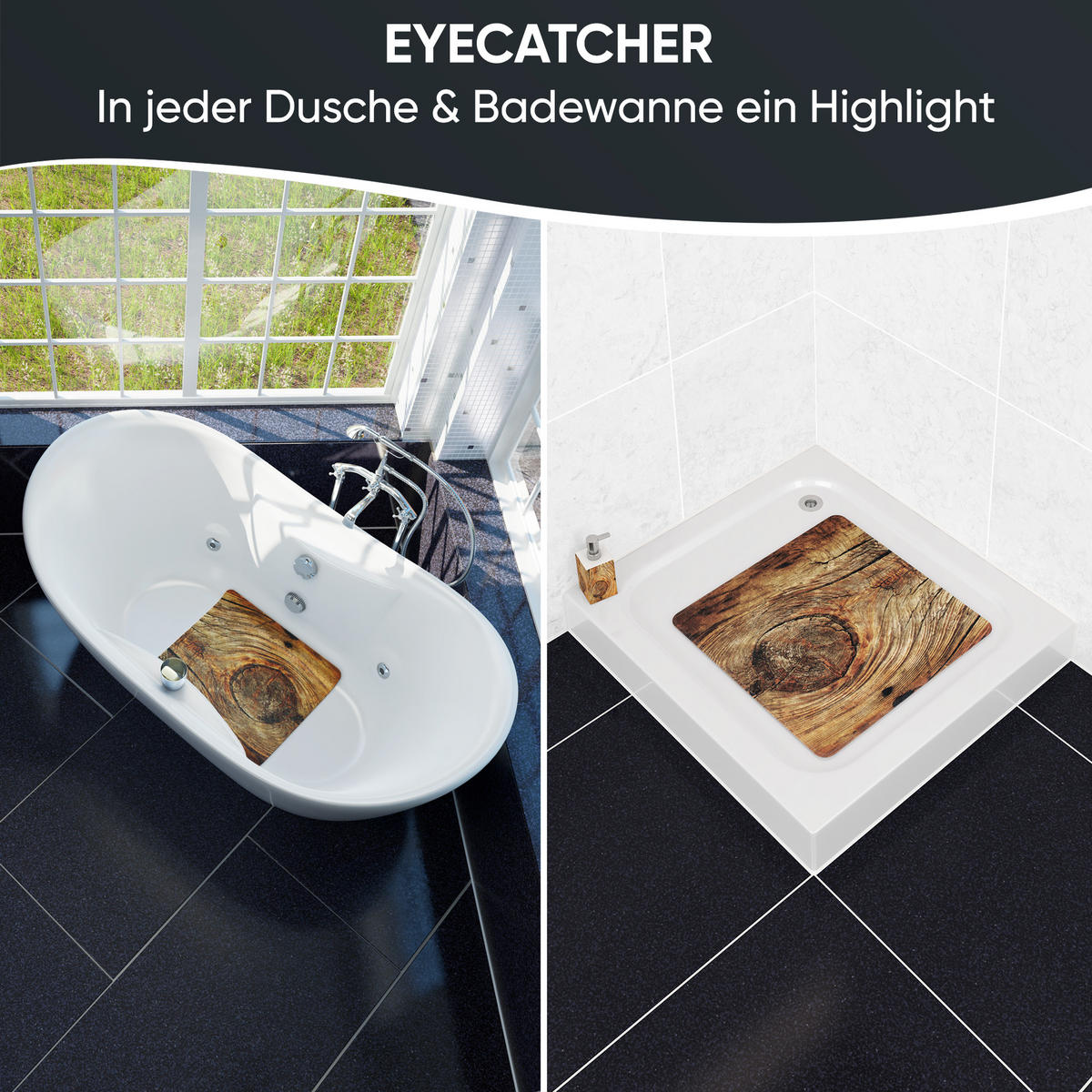 BADEMATTE Rustikal - Beige, Kunststoff (53/53cm) - Sanilo