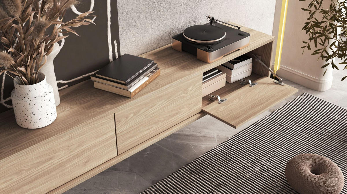 TV-LOWBOARD Moddern Eiche 180/32/36 cm - Beige, Holzwerkstoff (180/32/36cm) - Selsey