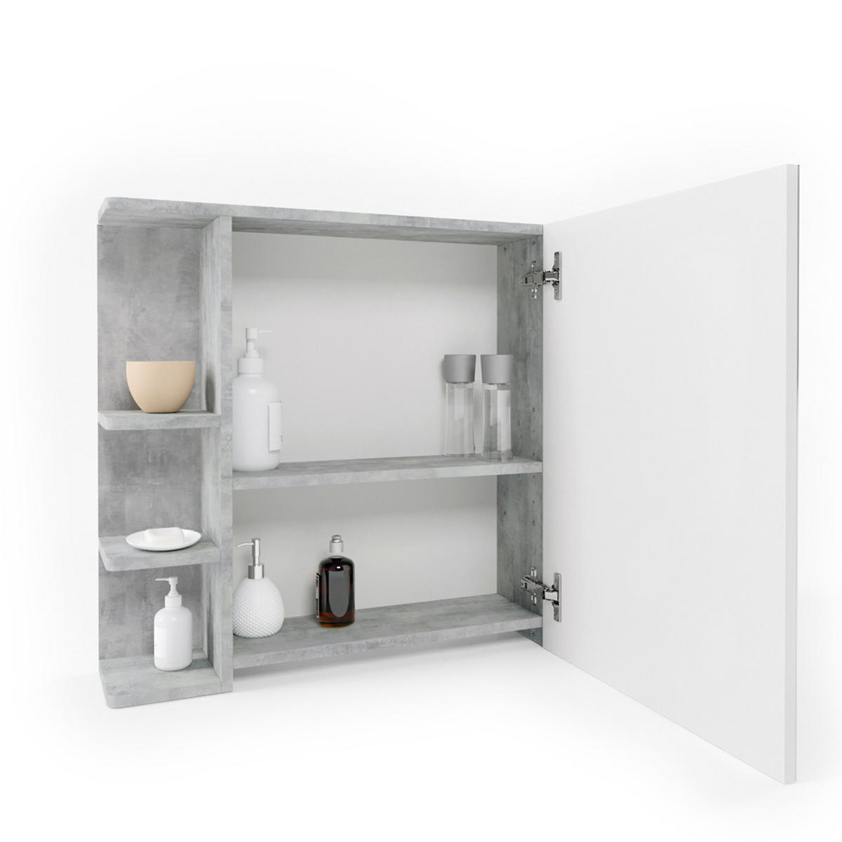 BADSPIEGELSCHRANK Fynn Beton 79.6 x 64 cm - Grau, Holzwerkstoff (79.6/64/21.2cm) - Vicco