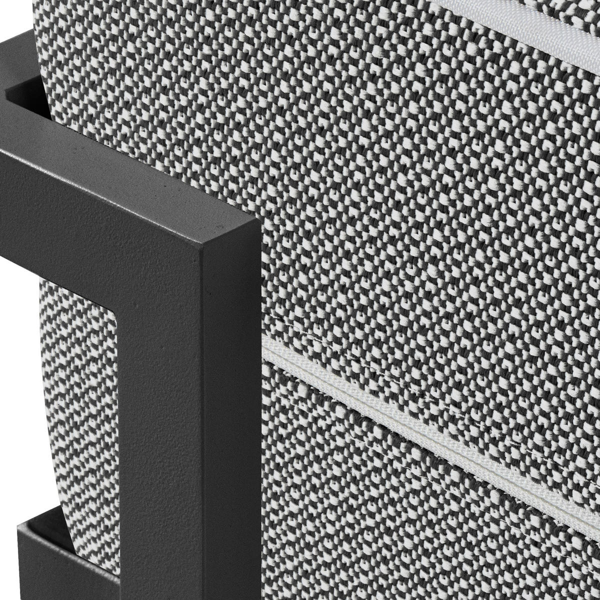 GARTENLOUNGE-HOCKER TRIGLO auf Metallfüßen, Modern, Dunkelgrau - Dunkelgrau/Schwarz, Textil/Metall (69/44/54cm) - KONSIMO®