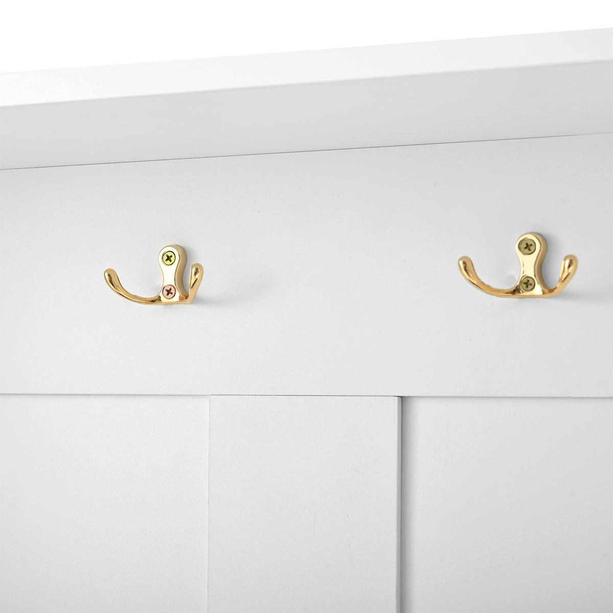 GARDEROBENSTÄNDER mit Bank 6 Haken Weiß 120x40x191cm - Weiß, Holzwerkstoff (40/191/120cm) - FLIEKS