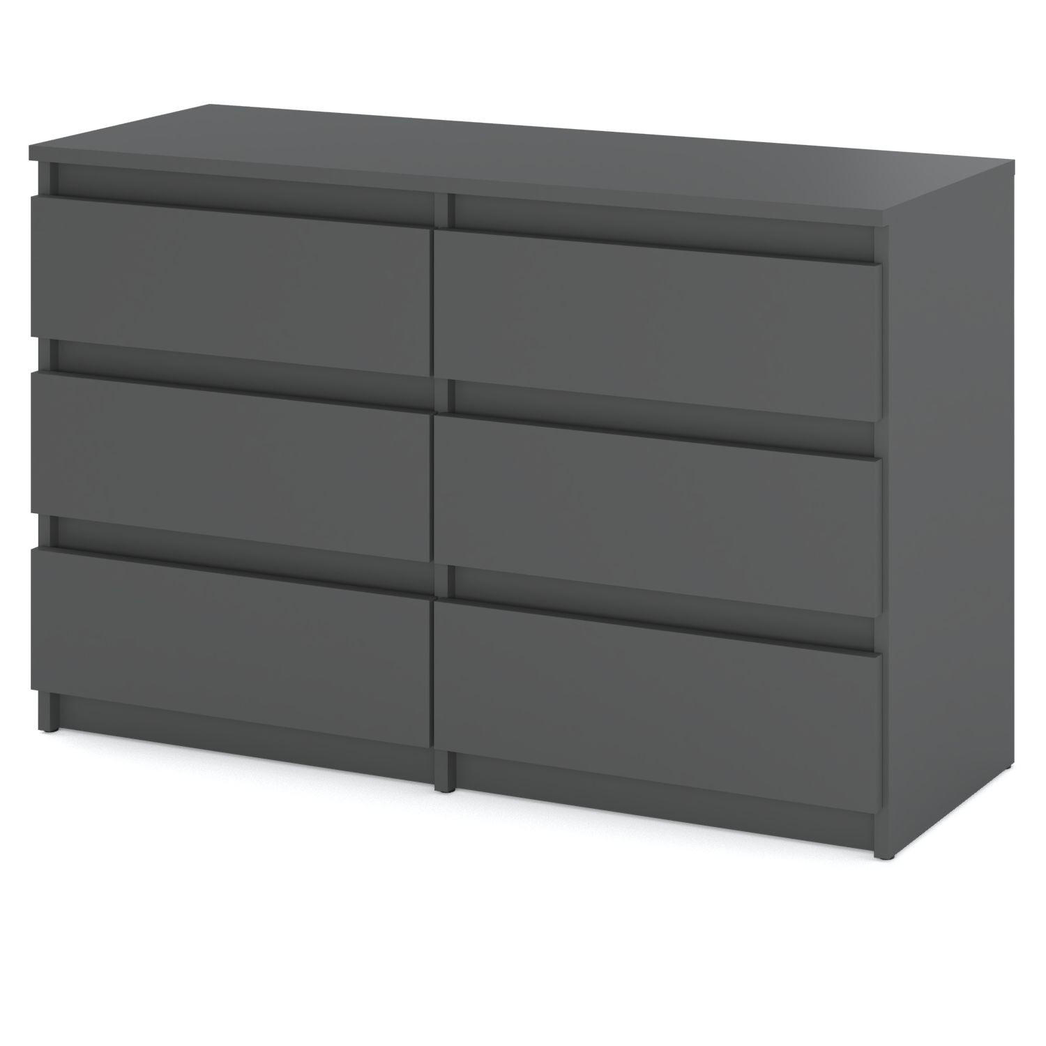 KOMMODE mit 6 Schubladen – Grau matt - Dunkelgrau, Holz (100/71.5/33.5cm) - Stiv Meble