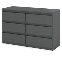 KOMMODE mit 6 Schubladen – Grau matt - Dunkelgrau, Holz (100/71.5/33.5cm) - Stiv Meble