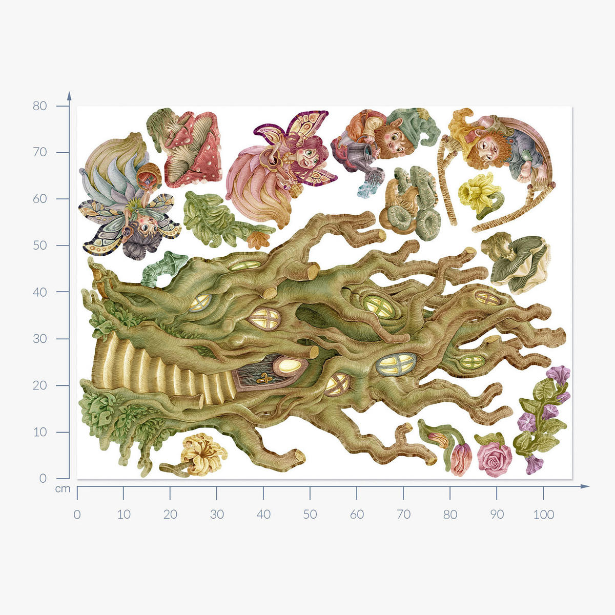 WANDAUFKLEBER 80x106cm - Feenwaldwesen - Multicolor, Kunststoff (80/106/0.1cm) - Wallfluent