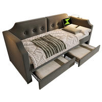 POLSTERBETT 90/200 cm Grau aus Samt mit USB-Type-C und Leselampe - Grau, Textil (90/200cm) - OKMYHOME