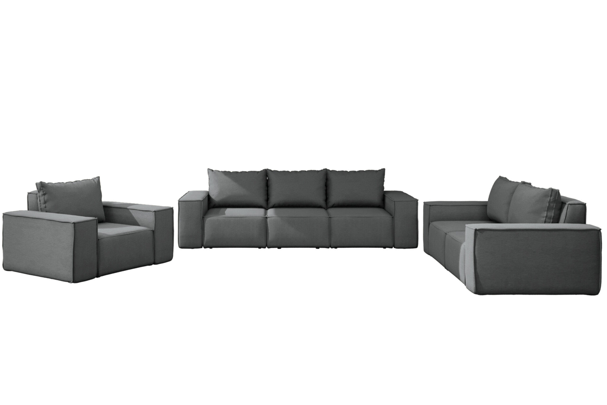 Kaiser Möbel ZAHRADNÍ SEDACÍ SOUPRAVA 3+2+1 na zahradu a terasu, zahradní lounge souprava SONNE EXCLUSICVE Šedá