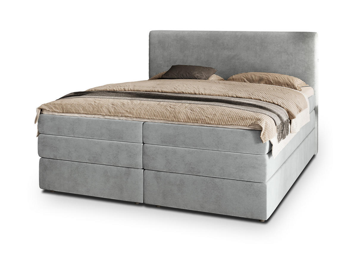 POSTEL BOXSPRING MATERN 160x200 cm, s matrací a úložným prostorem, světle šedá - světle šedá, kompozitní dřevo/textil (160/200cm) - MASSENO