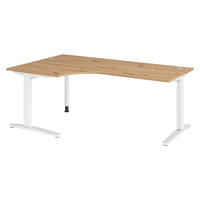 SCHREIBTISCH Serie-XB 120/200/74 cm in Wildeiche/Weiß/Alu poliert - Wildeiche/Silberfarben, Holzwerkstoff (120/200/74cm) - bümö