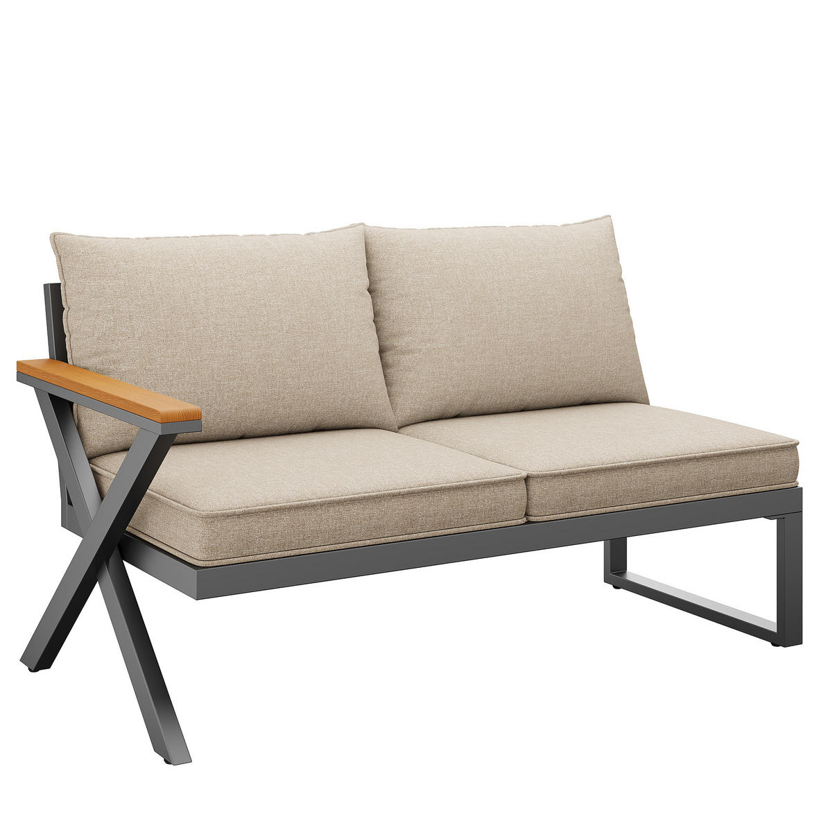 GARTENSETS aus Eisen Beige mit modularer Sitzgruppe im X-Design - Beige, Metall - Modfu