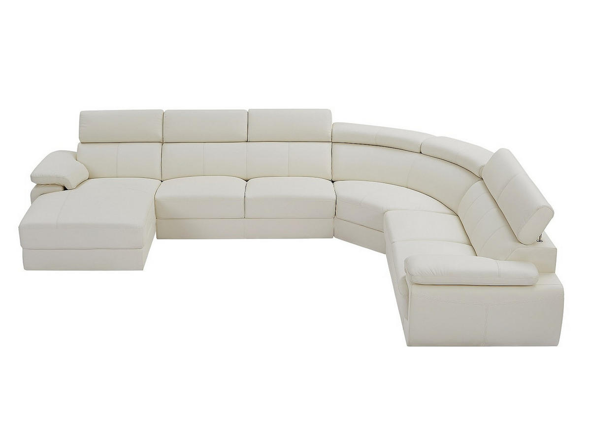 SOFA - 7 Personen - leder - weiß Elevanto - Weiß, Leder/Metall (355/90/172cm) - Vente-Unique