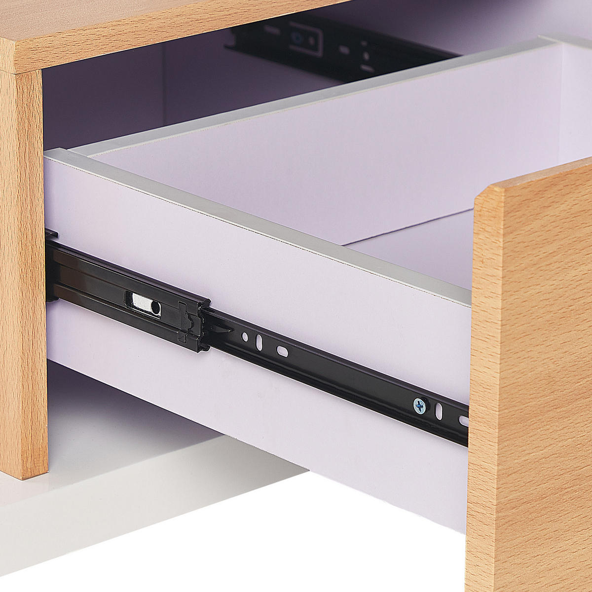 TV-MÖBEL Weiß, Hellbraun KNOX 39/159/50 cm - Weiß, Holzwerkstoff (159/50/39cm) - Beliani