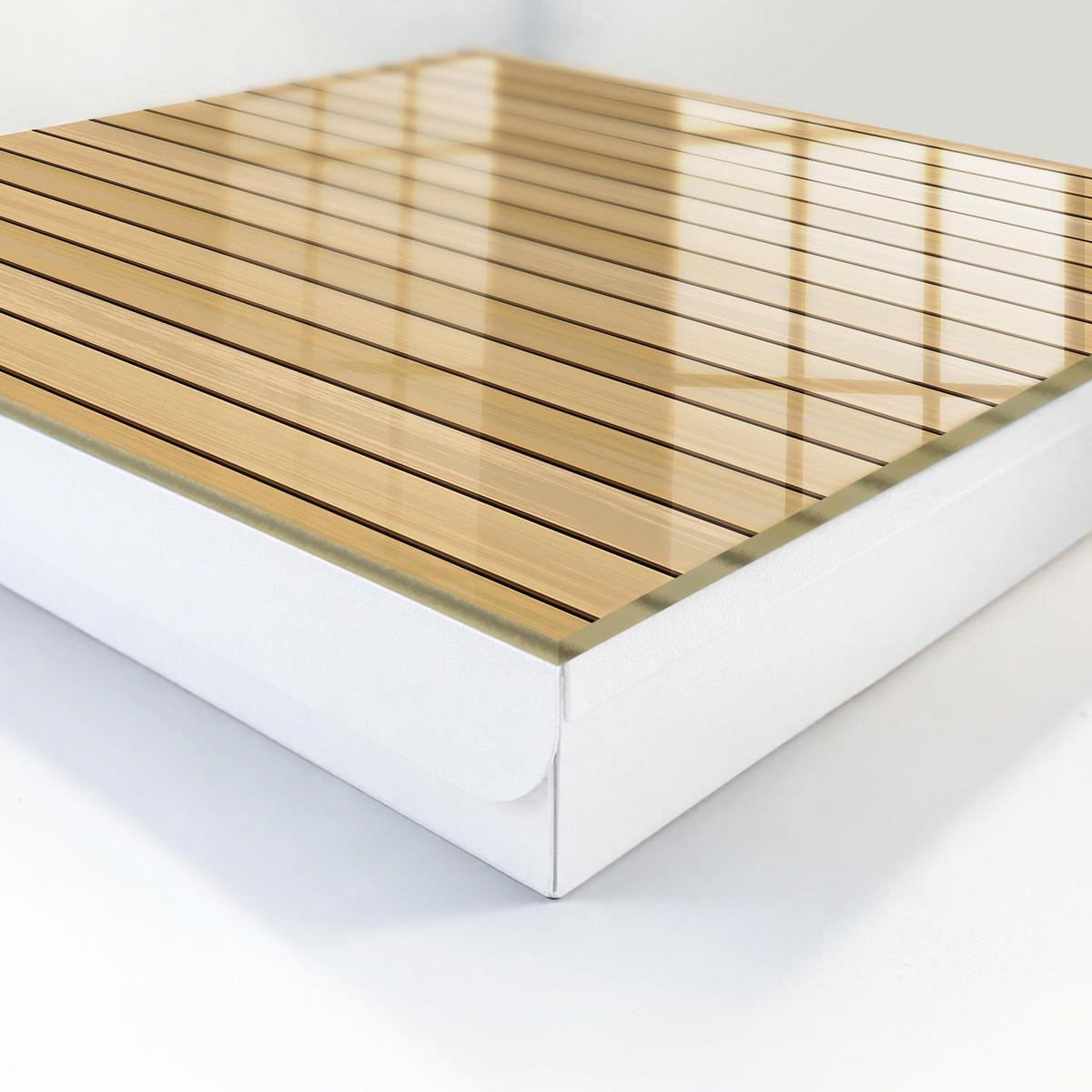 SCHLÜSSELBOX Weiß 30x30 cm – Türöffnung nach rechts - Beige Bretter - Beige, Metall (30/30/5cm) - TULUP