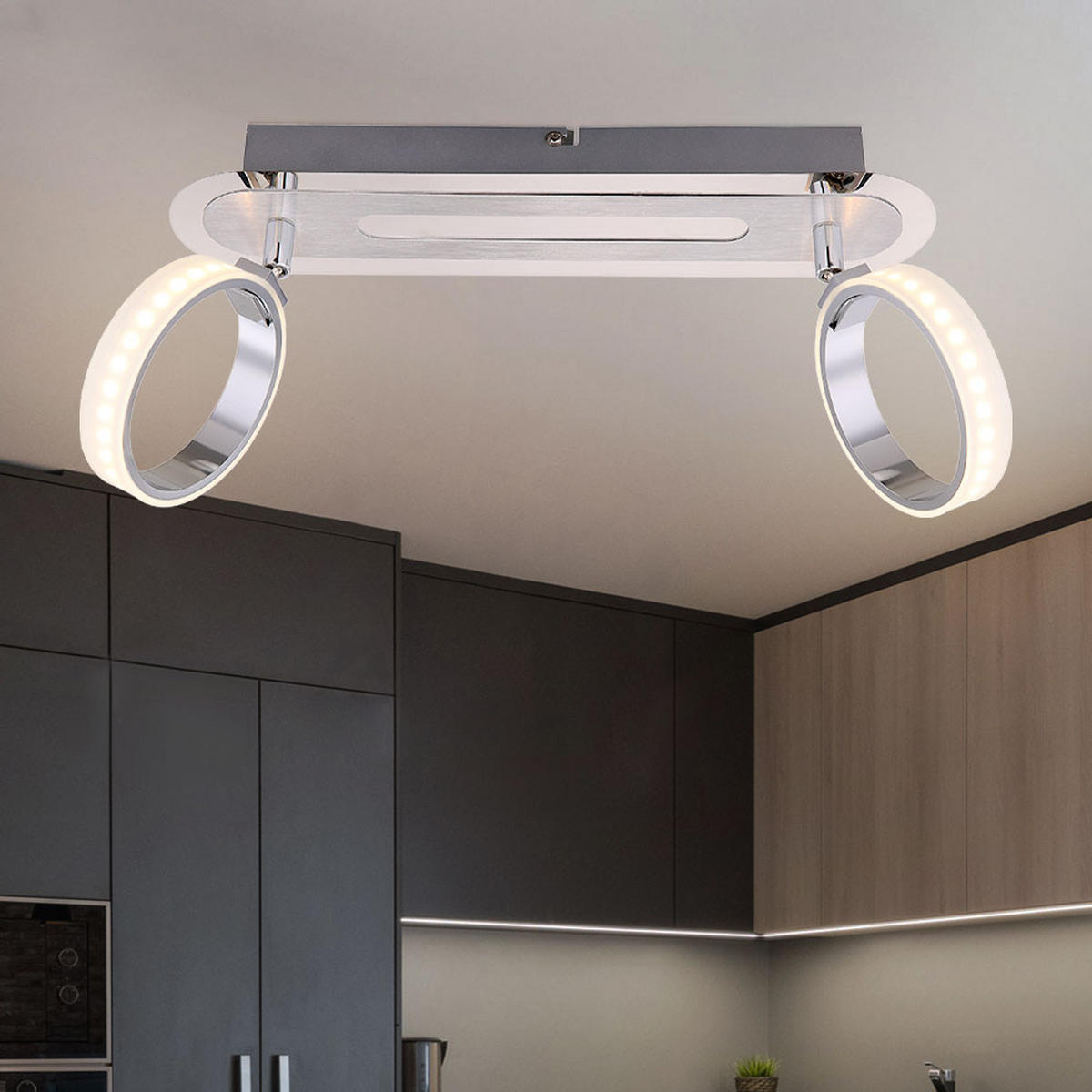 LED DECKENLEUCHTE IDAHO Aluminium Silber - Silberfarben, Metall (35/16.5/18.5cm) - Globo Lighting