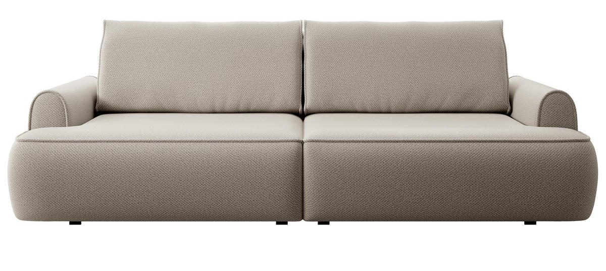 SCHLAFSOFA mit Bettkasten Mareno, 250 cm, Samt, Beige - Beige, Holz (250/82/102cm) - Emporius