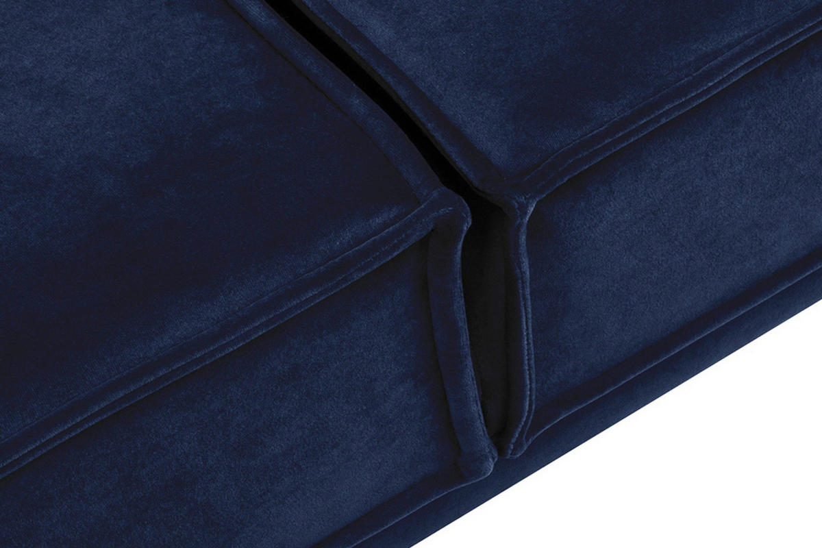 3-SITZER-SOFA GANZO 2 Kissen inklusive, Velours-Stoff, blau - Blau/Schwarz, Textil/Metall (193/84/92cm) - KONSIMO®