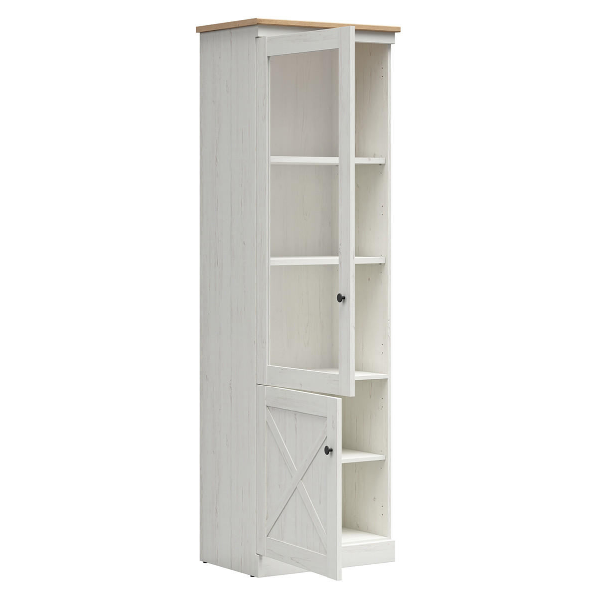 VITRINA Victoria Bijelo i drvo - bijela, drvni materijal (63/201/43cm) - Petits-meubles