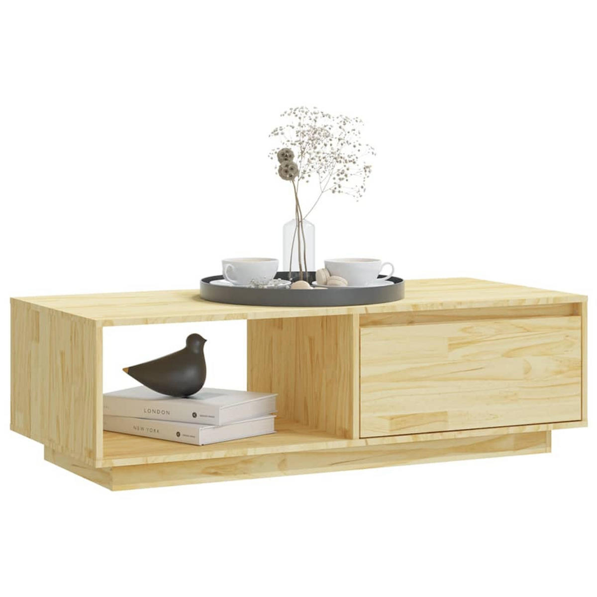 COUCHTISCH 110x50x33,5 cm Massivholz Kiefer - Braun, Holz (110/50/33.5cm) - furnicato