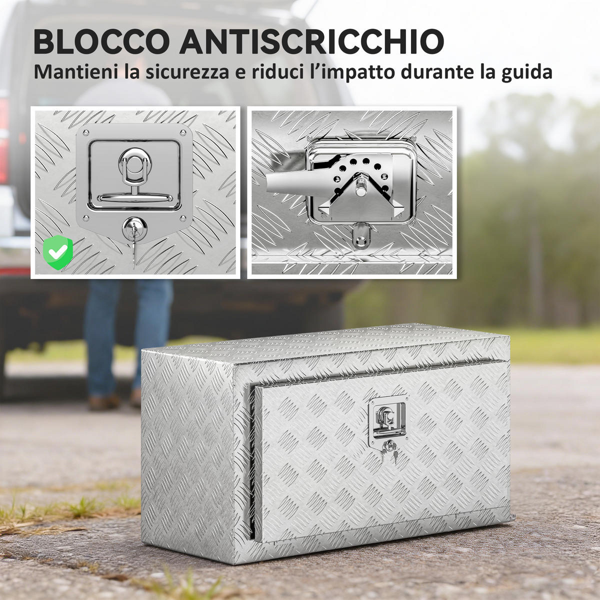 WERKZEUGKASTEN, 96-Liter-Alu-Kasten mit Schloss, 76,2 x 35,5 x 40,6 cm, Silber - Multicolor, Kunststoff (35.5/40.6/76.2cm) - FORIOUS