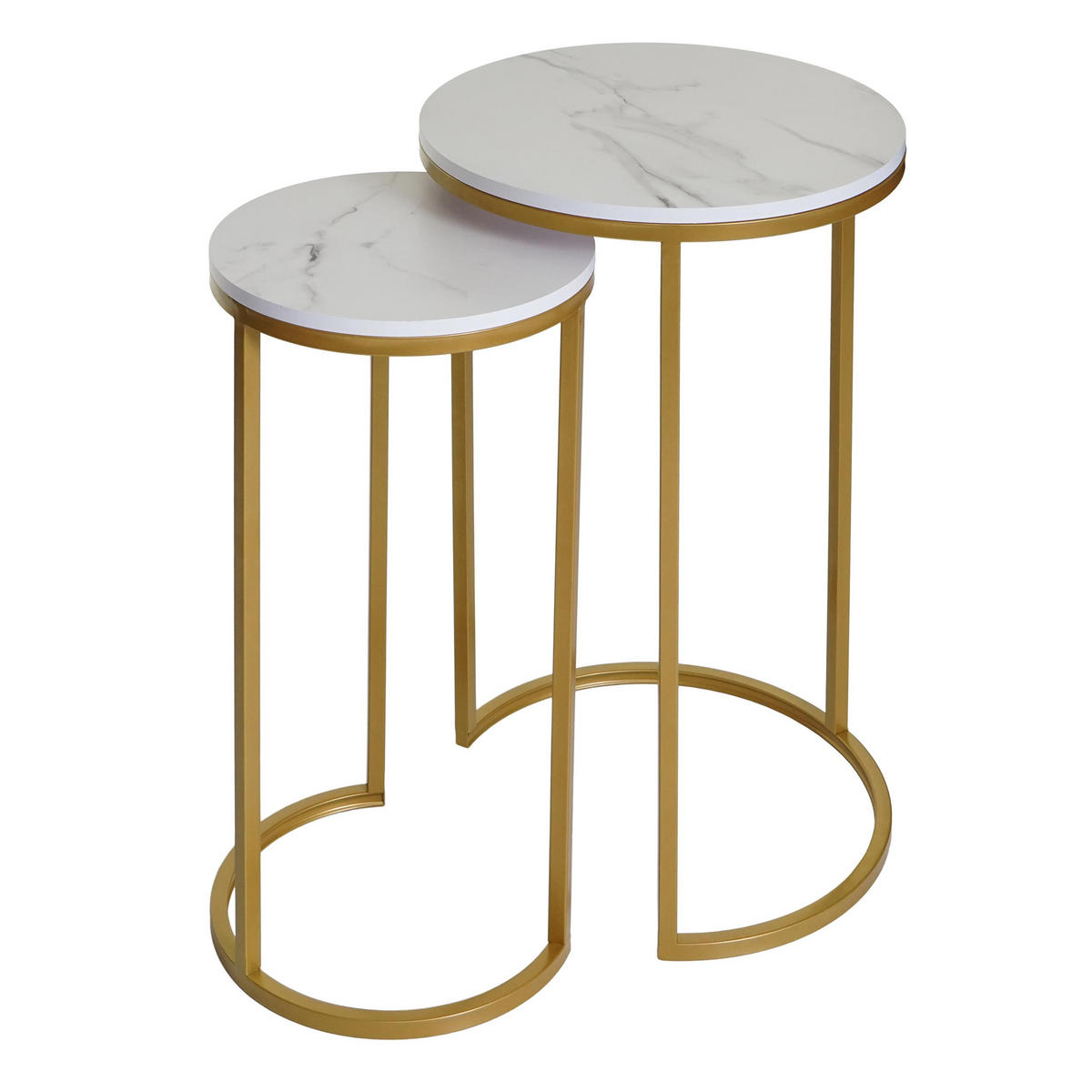 BEISTELLTISCH rund Weiß, Gold 2er-Set - Goldfarben/Weiß, Holzwerkstoff (40/40/64cm) - MCW