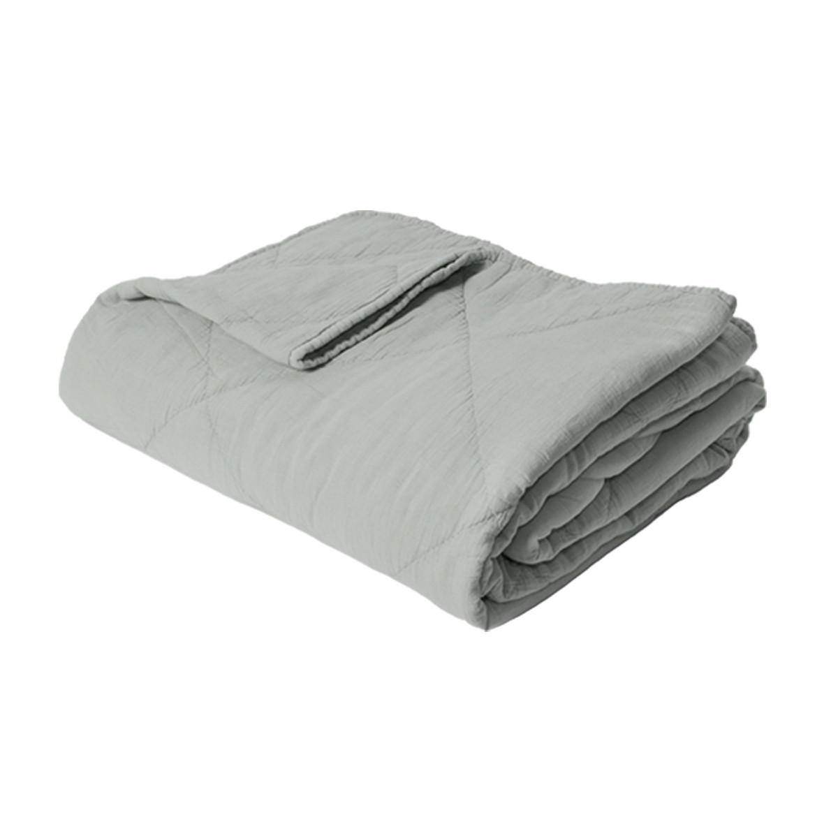 DECKE 140 x 200 cm, 100% Baumwolle, Perlblau - Blau, Textil (140/200cm) - Au Maison