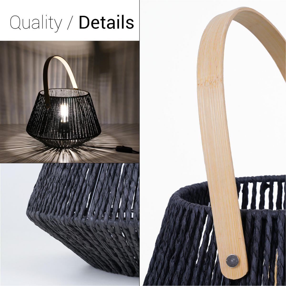 TISCHLAMPE Cisco Tl - Schwarz, Holz (31.5/31.5/22.5cm) - Paco Home